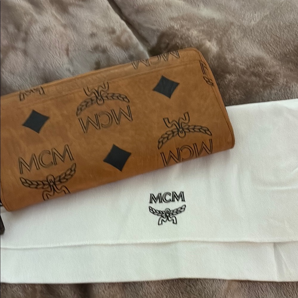 MCM Brown Logo Clutch